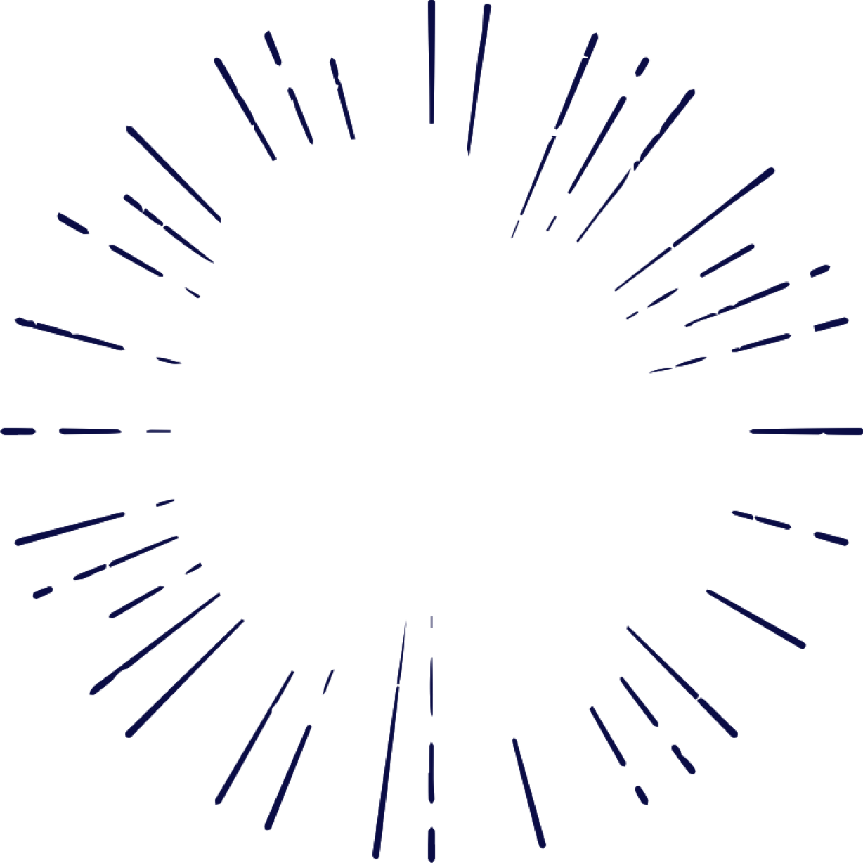 Abstraktes Bild mit schwarzen, strahlenförmigen Linien, die von einem zentralen Punkt nach außen verlaufen.